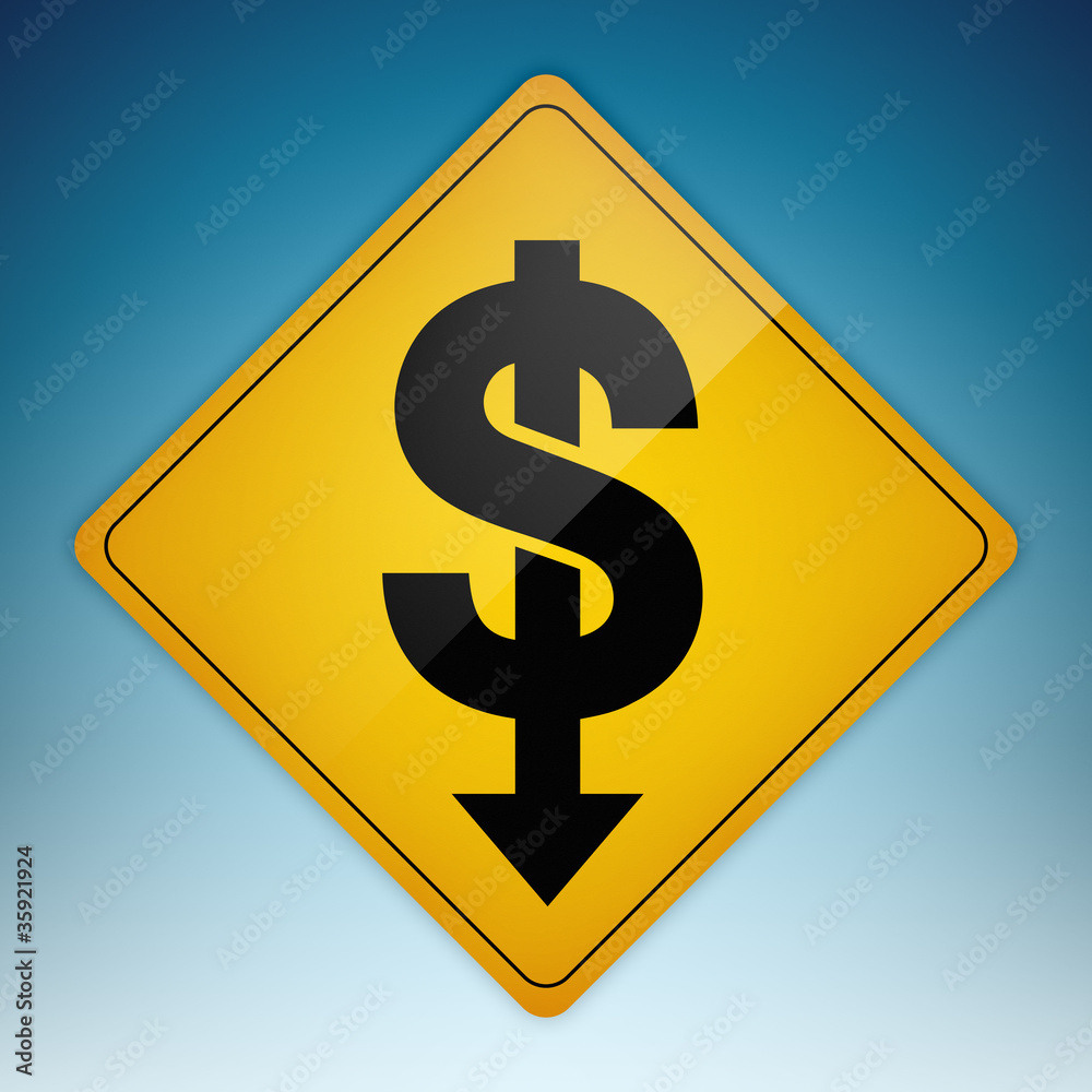 Road Sign Dollar Down Road Sign Dollar Down