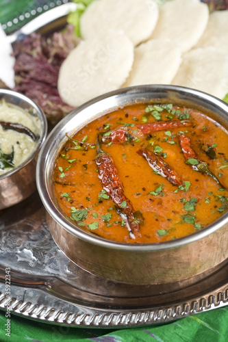 Sambar, lentil dish. Indian food.