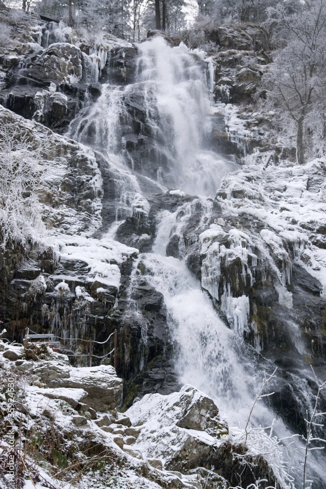 Todtnau Waterfall at winter time