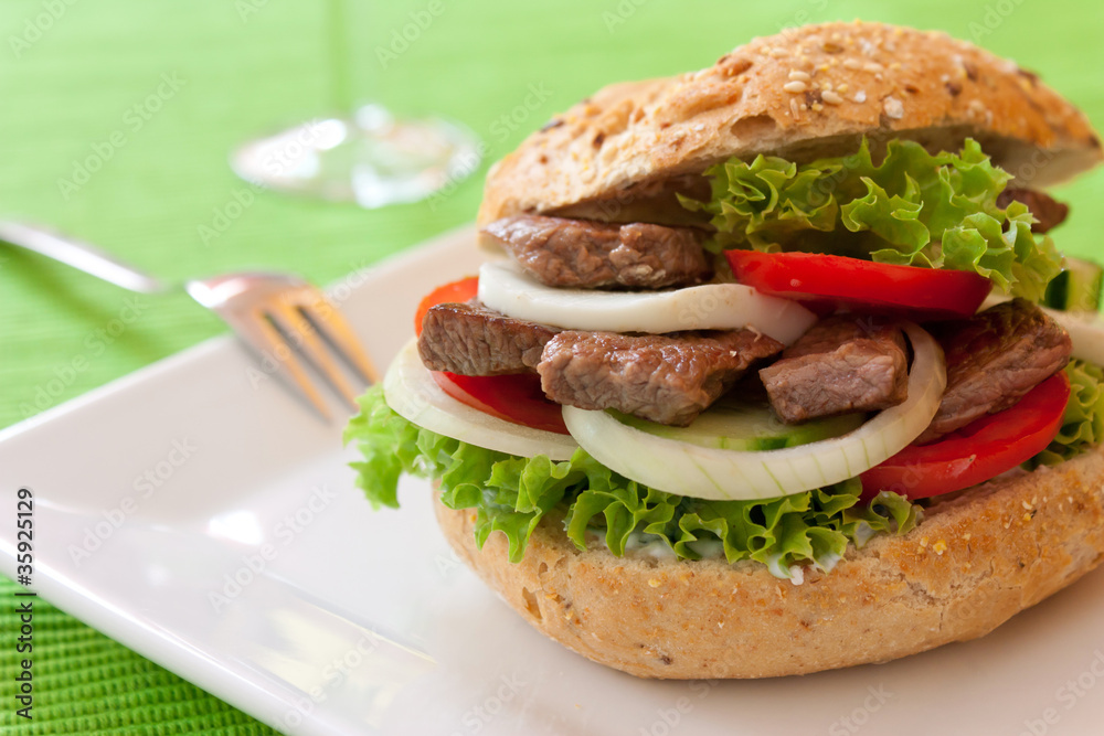Sandwich with beef and vegetables Sandwich with beef and vegetables