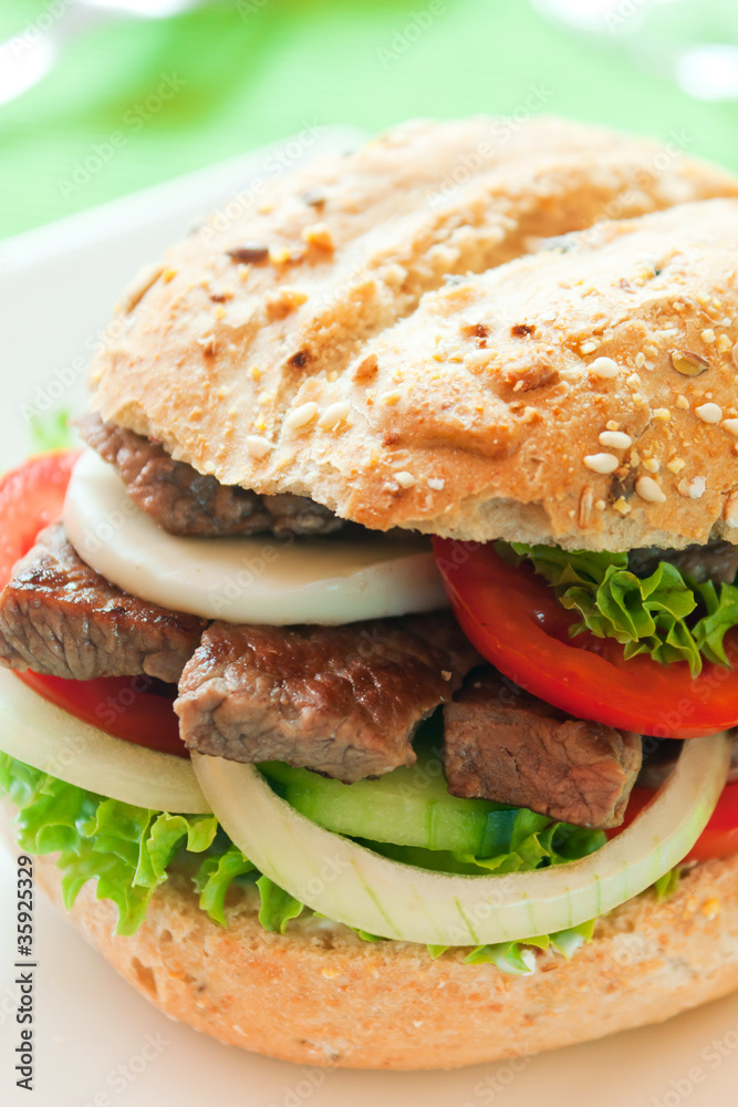 Sandwich with beef and vegetables Sandwich with beef and vegetables