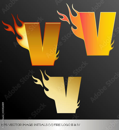 eps Vector image: initials (v)  metallic fire logo Ⅴ
