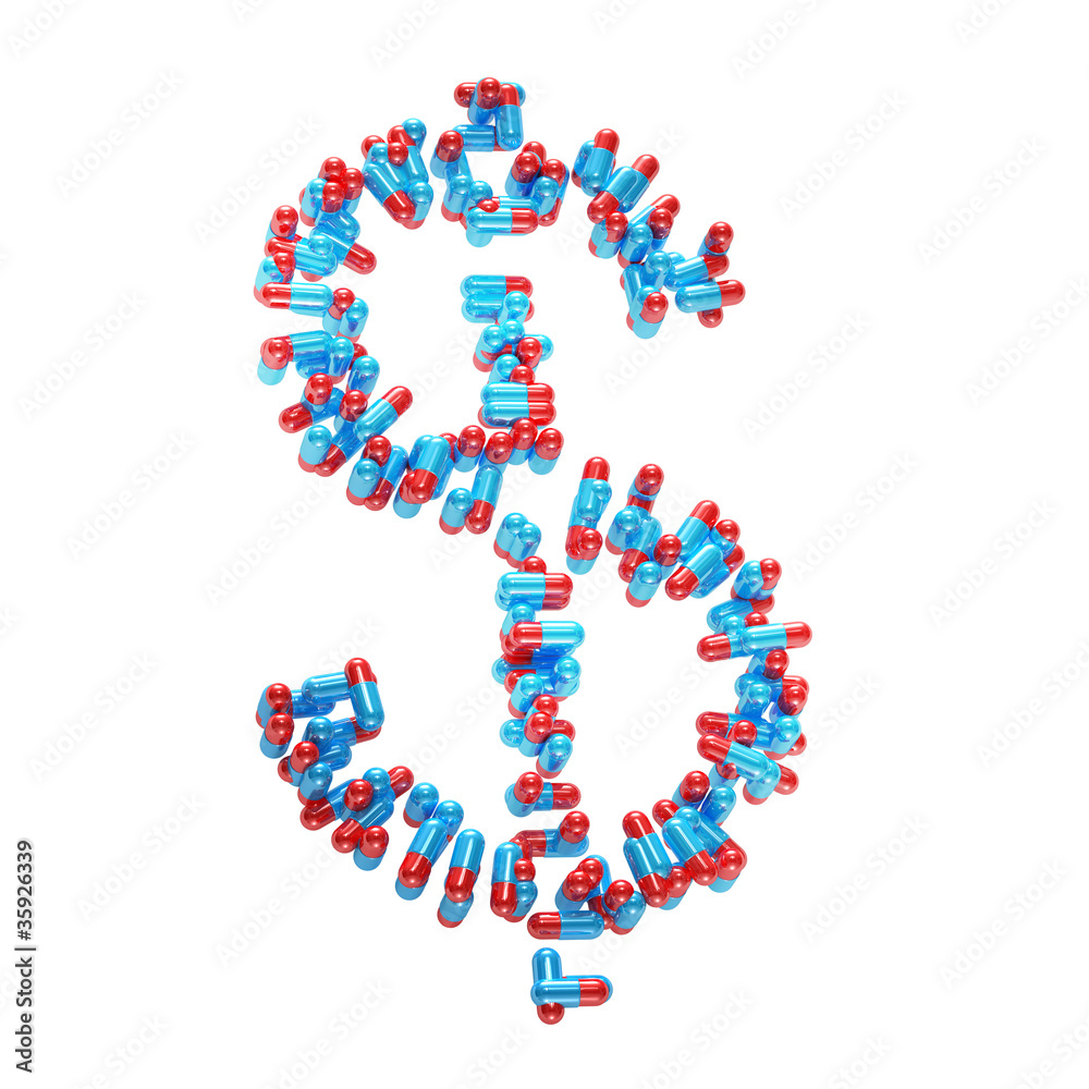 usd dollar symbol made of pills