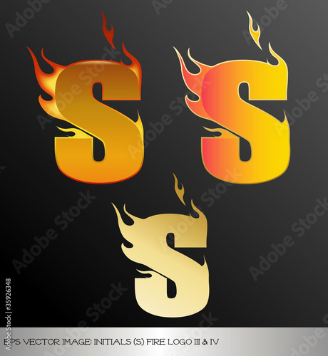 eps Vector image: initials (s)  metallic fire logo Ⅴ