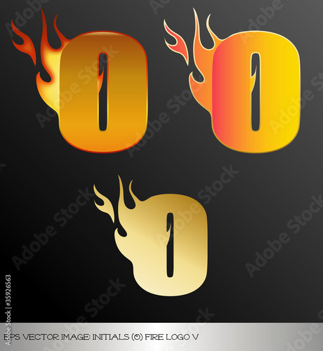 eps Vector image: initials (o)  metallic fire logo Ⅴ