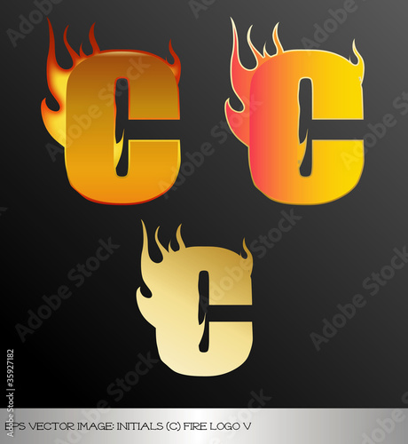 eps Vector image: initials (c)  metallic fire logo Ⅴ
