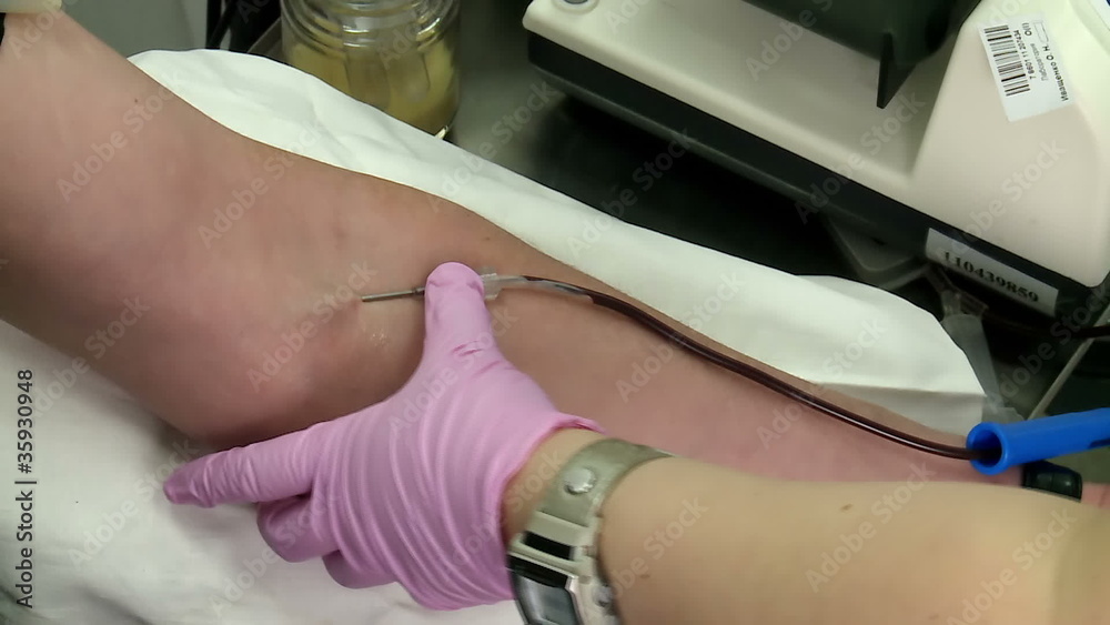 drawing blood from a donor