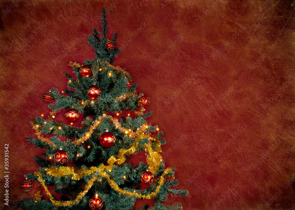 Christmas tree on grunge background
