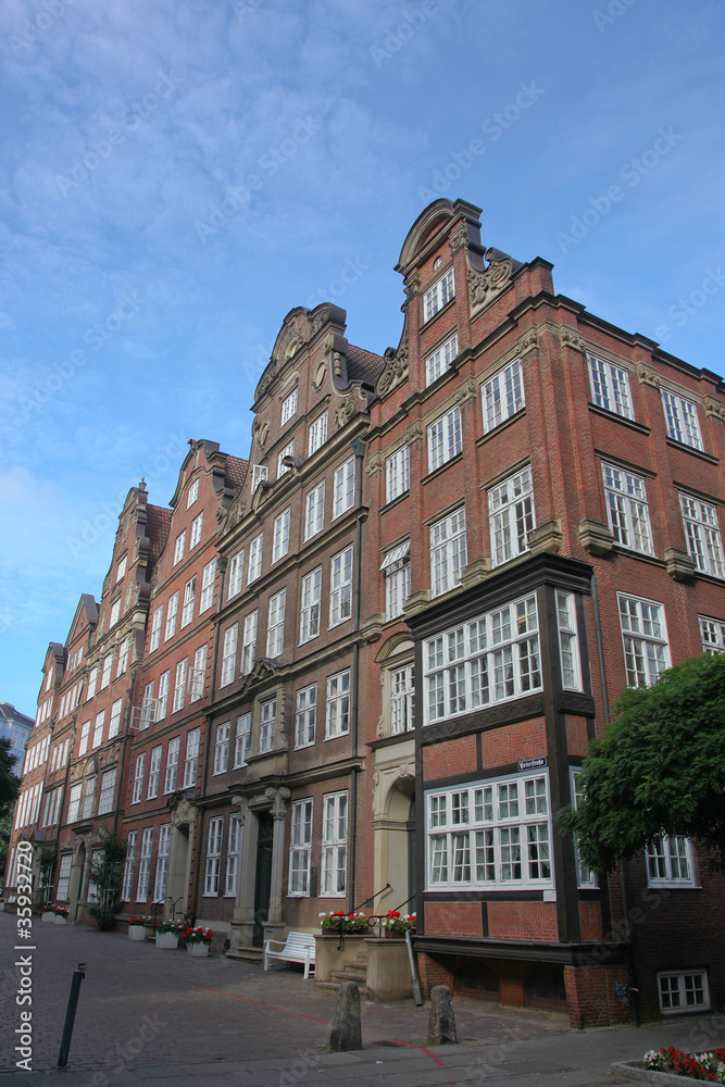 Fototapeta premium Bürgerhäuser in der Peterstraße, Hamburg