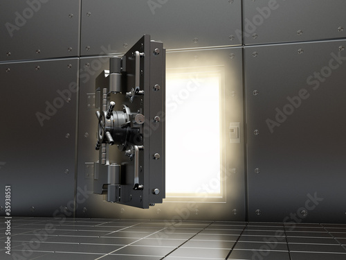 Opening vault and volume light. 3d.