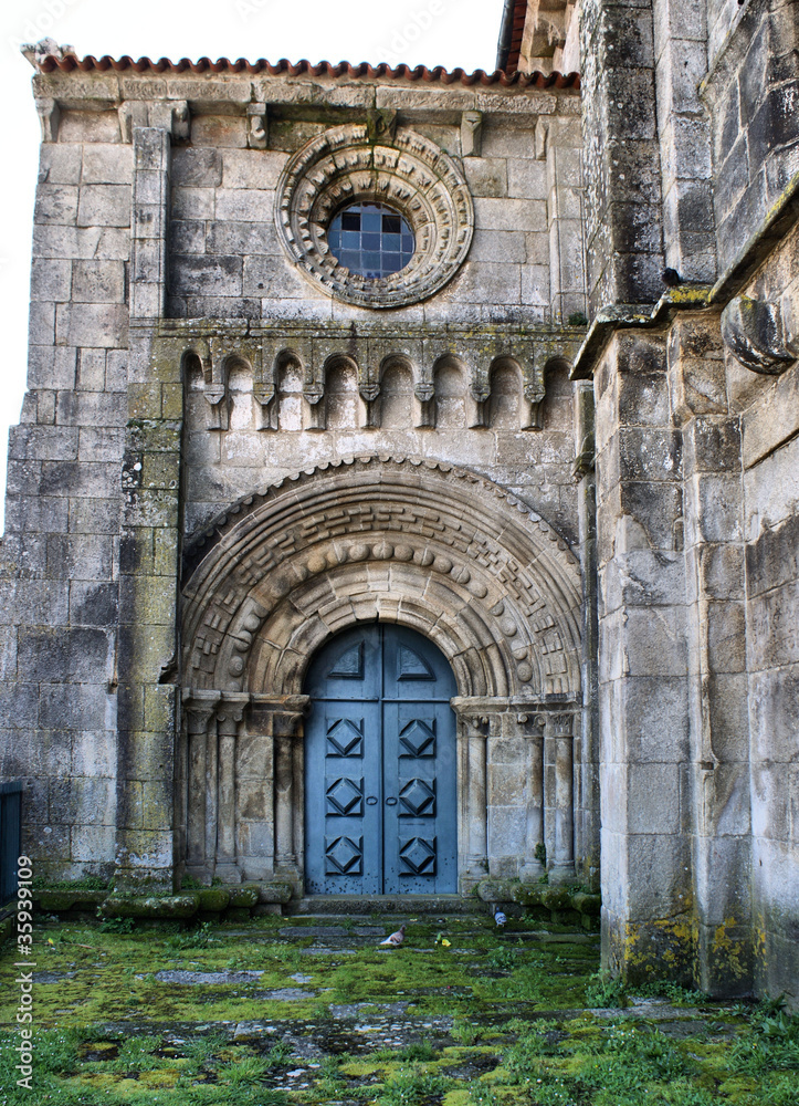 Romanesque door of Paderne monastery in Melgaco, Portugal