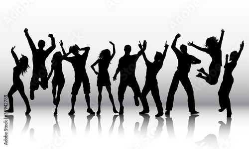 Silhouettes of people dancing