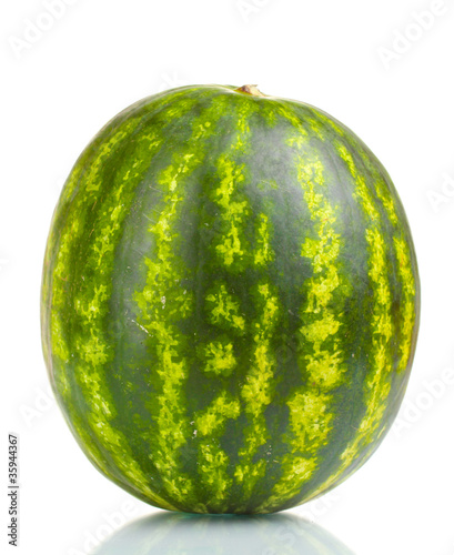 Ripe striped watermelon isolated on white