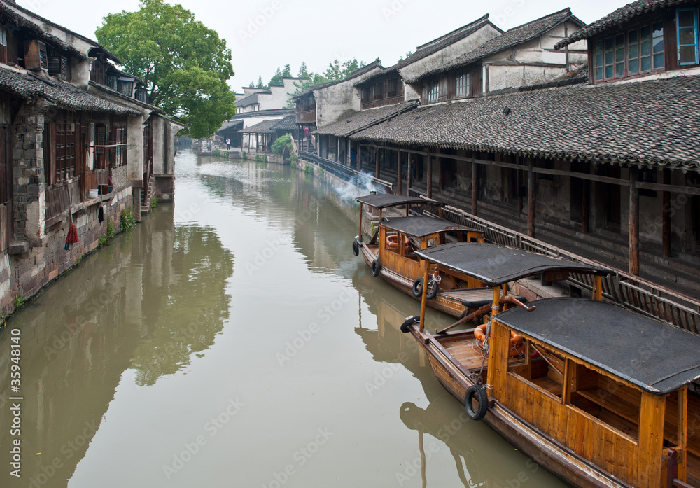 Obraz premium Boats in a river, China