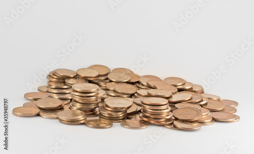 Obraz na plátne Heap of russian coins over gray background