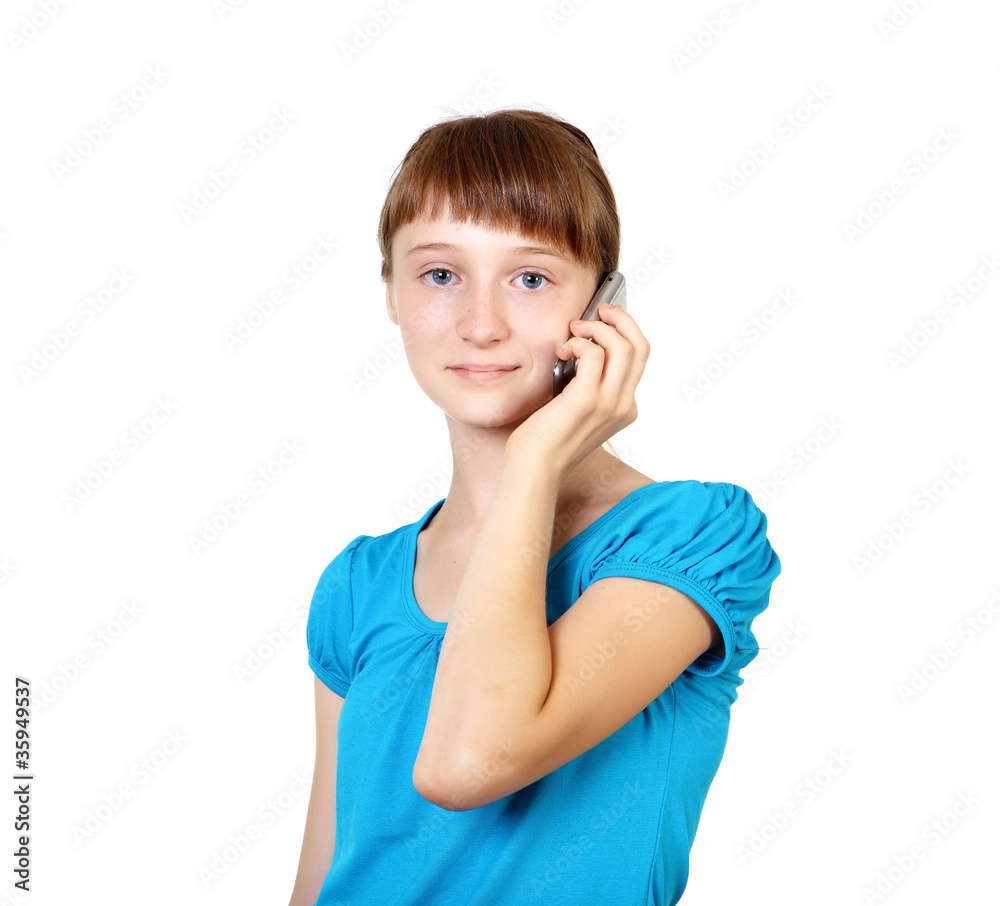 Pretty teenage girl with mobile phone Pretty teenage girl with mobile phone