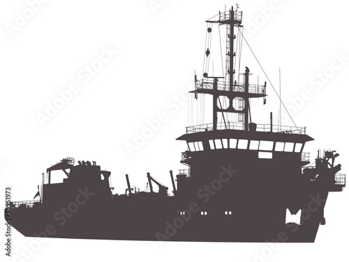 Silhouette of the sea ship
