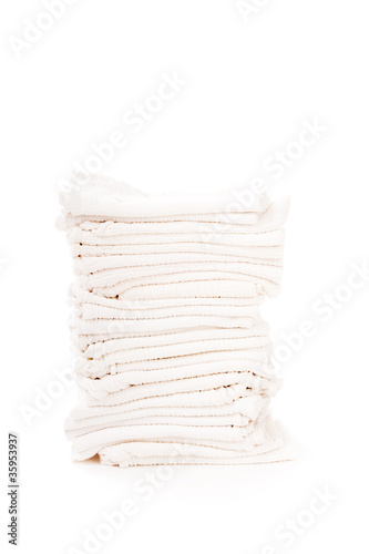 Baby white diapers in studio
