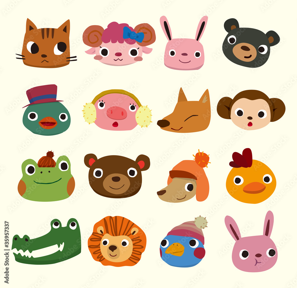 cartoon animal head icons cartoon animal head icons