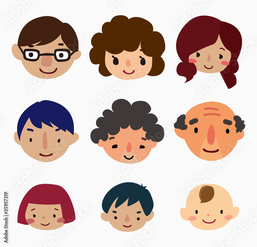 cartoon family face icons