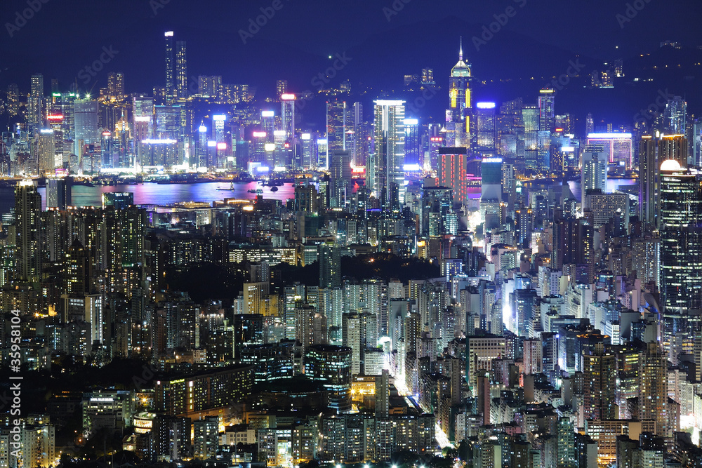 Hong Kong with building at night