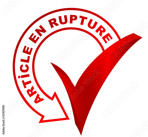 article en rupture sur symbole 3d rouge