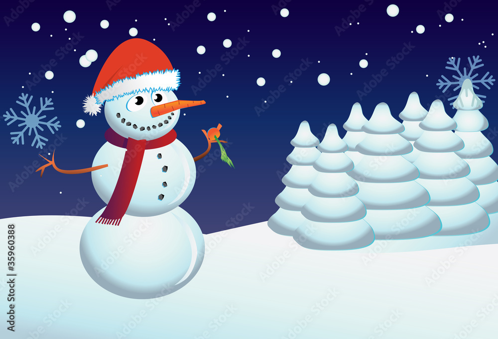 Fototapeta premium snowman postcard