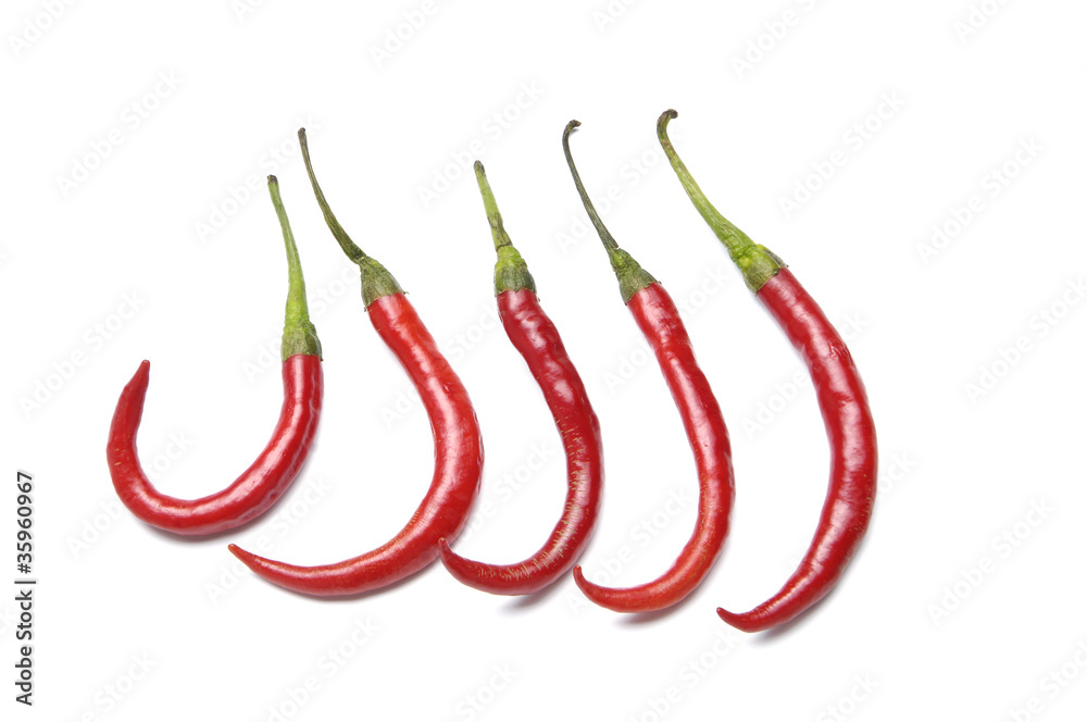 Set of red hot chili peppers