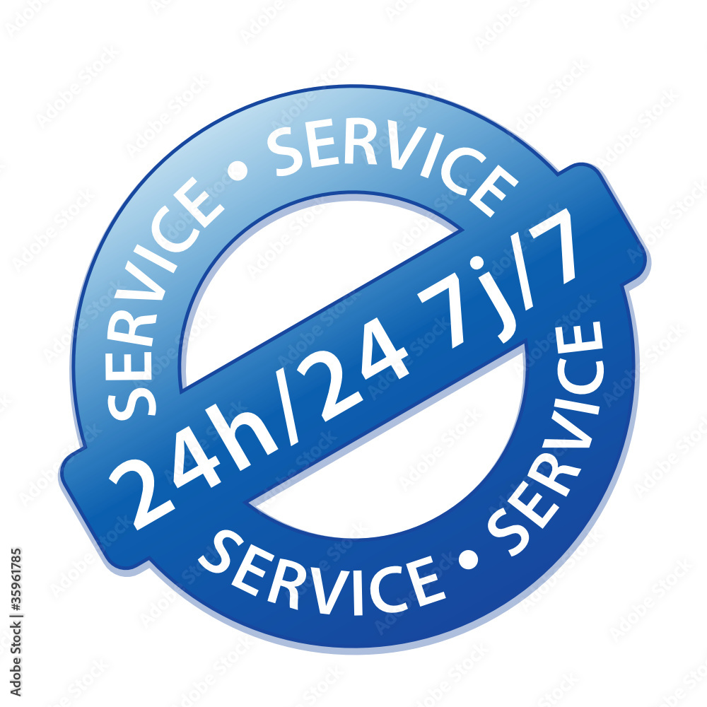 Vecteur Stock Tampon SERVICE 24h/24 7j/7 (7 jours sur 7 - 24 heures sur 24)  | Adobe Stock