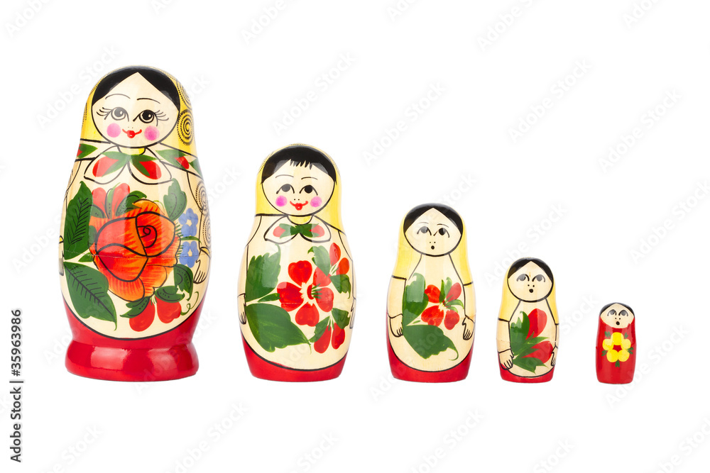 Russian nesting doll on white background