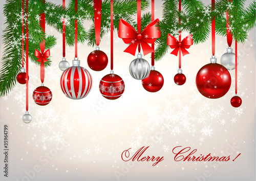 Red balls and Christmas tree
