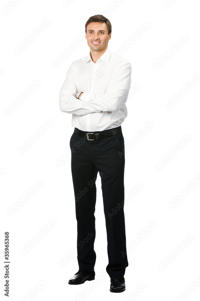 Full body portrait of happy business man, on white Full body portrait of happy business man, on white