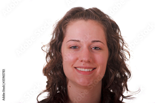 Young Brunette Smiling with Frosted Hair