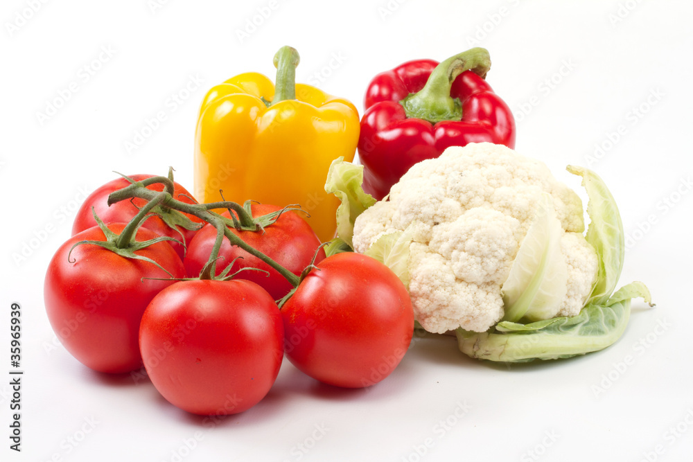 mix of fresh vegetables isolated on white