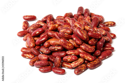 dried red beans on white background