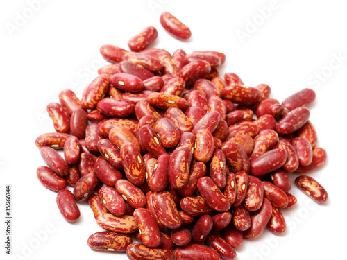 dried red beans on white background