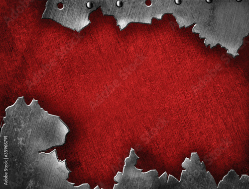 grunge crack metal background with rivets