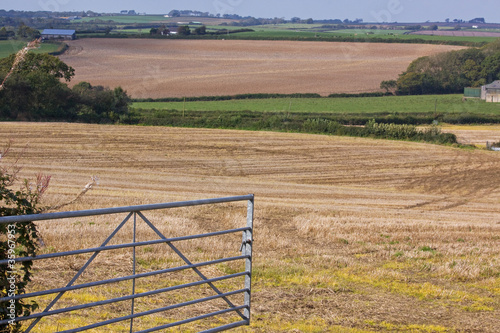 Open gateway to farmland in Devon UK
