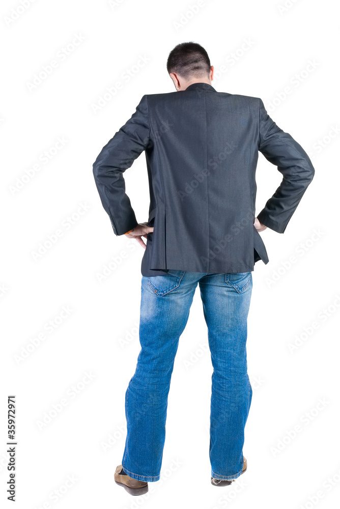 young expert looks ahead. rear view. young expert looks ahead. rear view.