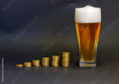 Money with beer photo