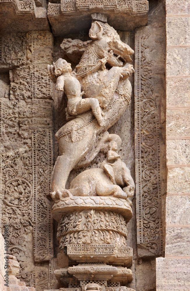 A rider on mythical beast at Sun temple Konark