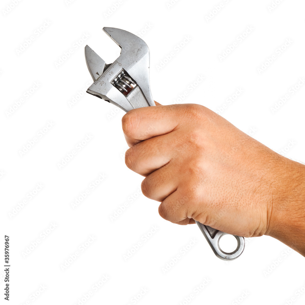 Male hand holding plier
