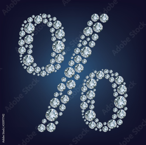 Percent  made from diamonds. vector illustration