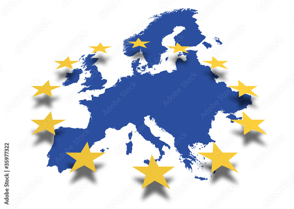 Europa *** Karte mit EU-Sternenbanner - obrazy, fototapety, plakaty 