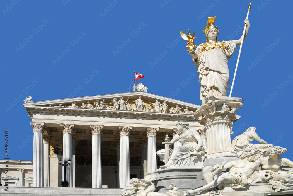 Obraz premium Das Parlament - Wien - mit Pallas-Athene-Brunnen