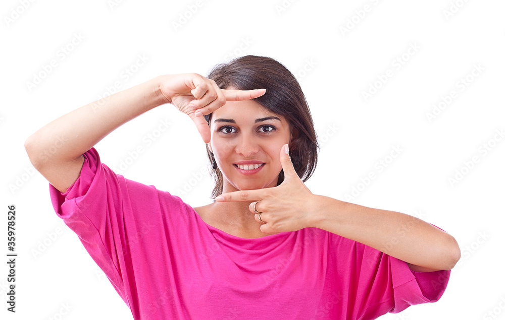 Fototapeta premium woman creating a frame with her fingers