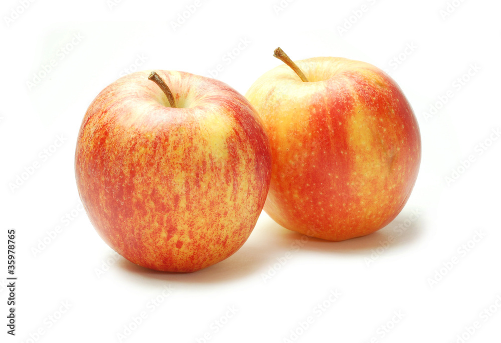 Royal gala apples on white background