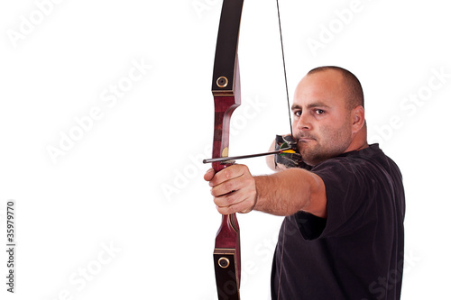 Young man holding bow