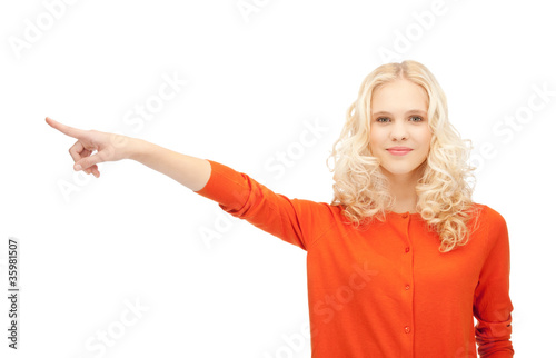 businesswoman pointing her finger