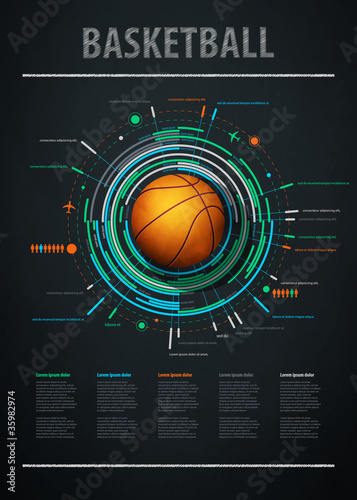 infographics element with sports basketball Ball